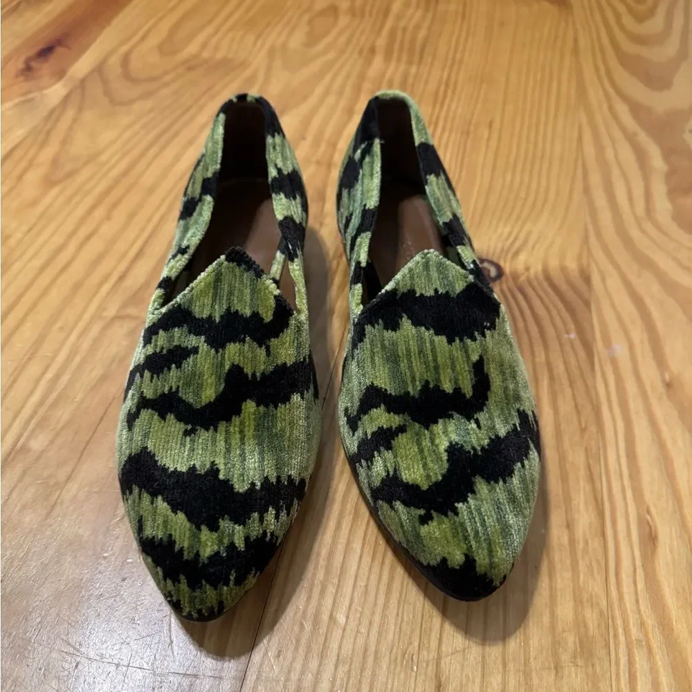 Le Monde Beryl Tiger Print Bevilacqua Velvet Venetian Slippers Green Women’s 38